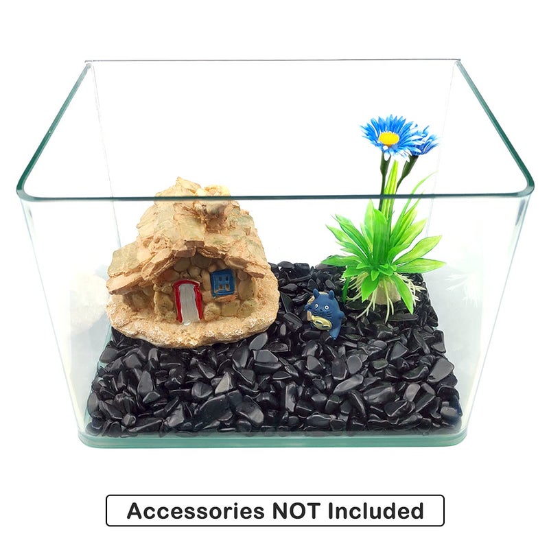 WAYBER 1 Lb/460g Black Obsidian Quartz Crystal Stones Irregular Decorative Rocks Aquarium Pebbles Gravels for Fish Turtle Tank/Succulent Plants/Air Plants Decoration (Fill 1 Cup) - Image 4